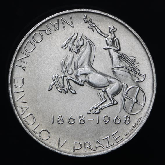 10 Kčs/1968 - Národné divadlo v Prahe - 100. výročie položenia základného kameňa