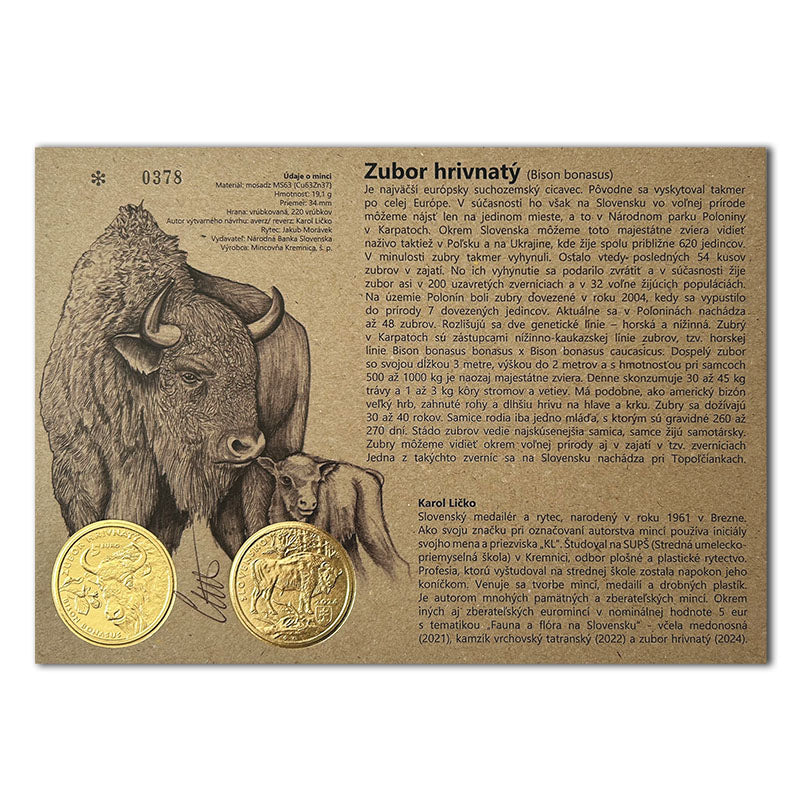 Autorská karta 5 EURO/2024 - Zubor hrivnatý - fauna a flóra na Slovensku