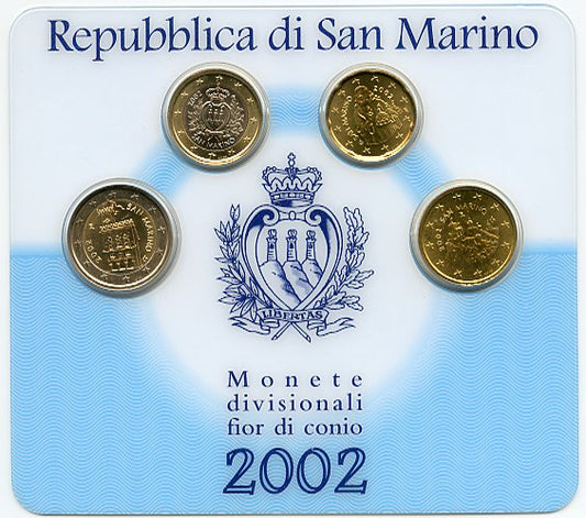SAN MARINO - Sada euromincí 2002 - 20 cent, 50 cent, 1 €, 2 €