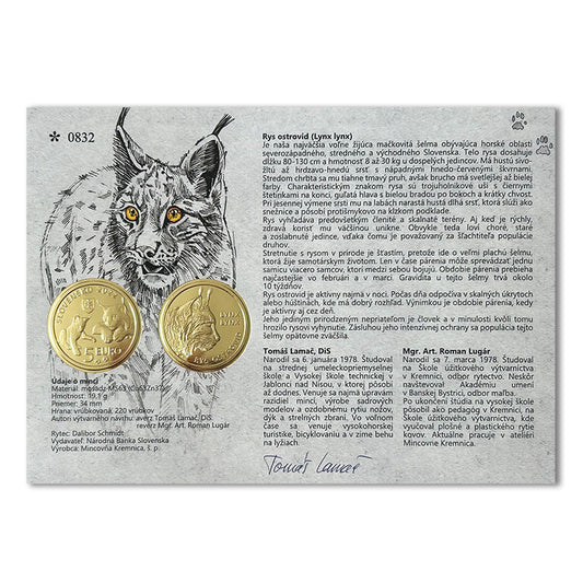 Autorská karta 5 EURO/2022 - Rys ostrovid - fauna a flóra na Slovensku